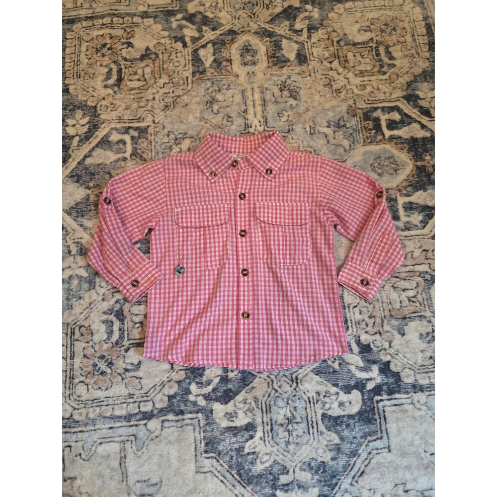 Prodoh Toddler 2T Pink White Gingham Collared Long Sleeve Button Down Shirt